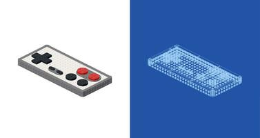 concepto con gamepad en isométrica estilo para impresión y decoración. vector ilustración.