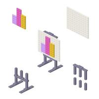 Concept with presentation board of graphs in isometric style for printing and design.Vector illustration. vector