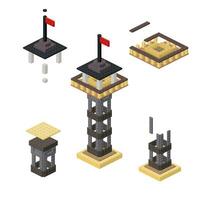 Concept with an observation tower in isometric style for printing and design.Vector illustration. vector