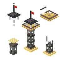 Concept with an observation tower in isometric style for printing and design.Vector illustration. vector