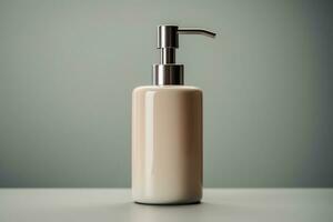 un detallado de cerca de un minimalista jabón dispensador generativo ai foto