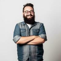 un hombre con un barba. barba día. mundo día festivo. ai generado. foto