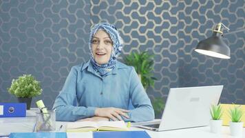 Business woman clapping while looking at camera with pride and joy. video