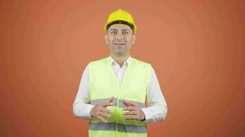 Engineer applauding enthusiastically. video