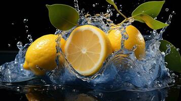 Lemon in water splash photo