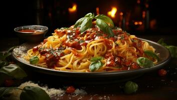 Asian noodles with vegetables photo