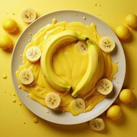 Banana paste on a plate. photo