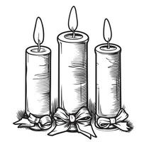 Vector Set of Sketch Candles. Process of Candle Burning.