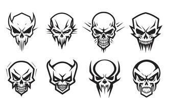 Set of skulls and logo design elements vector