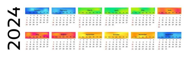 Calendar for 2024 isolated on a white background vector