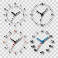 Watch dial on a background with a shadow. Set of four elements. Vector illustration