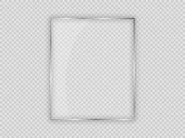 Glass plate in vertical frame isolated on background. Vector illustration.