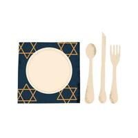 Table setting for Hanukkah. Hand draw illustration vector