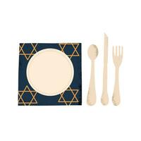 Table setting for Hanukkah. Hand draw illustration vector