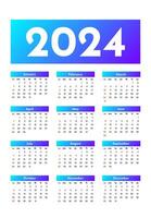 Calendar for 2024 isolated on a white background vector