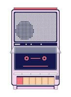 Retro cassette tape recorder 2D linear cartoon object. Empty audio cassette player isolated line vector element white background. Back to 90s music device nostalgic color flat spot illustration