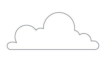 Outlined cloud black and white 2D line cartoon object. Cloudy weather isolated vector outline item. Simplicity cloudscape natural. Computing wireless monochromatic flat spot illustration