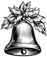 Christmas Bell Woodcut vector