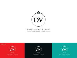 Alphabet Ov Logo Image, Minimalist Crown Ov Initial Circle Logo Art For You vector