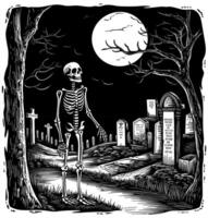 esqueleto en cementerio vector