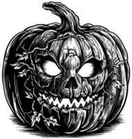 Jack o linterna grabado en linóleo vector