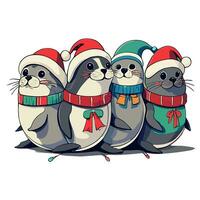 four seal graphic for christmas photo