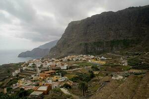 original colorful houses on the Spanish island of Canary Gomera photo