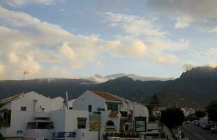 interesting tourist streets in the south of the Canary Island of Tenerife in Spain on a warm summer day photo