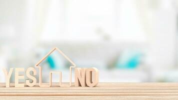 The House icon and Yes No text for property or building concept 3d rendering photo