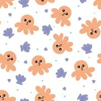 Cute octopus seamless pattern for fabric prints, textiles, gift wrapping paper. colorful vector for children, flat style