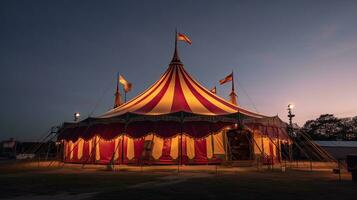 Circus tent, carnival tent at the amusement park. Generative Ai photo