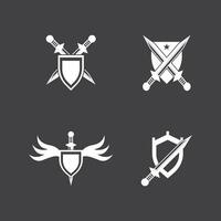 Shield wars with Sword logo design vector illustration