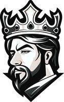 Kingly Wisdom Black Vector Showcasing the Monarchs Command Scepter of Power Monochromatic Vector Portrait of Noble Authority