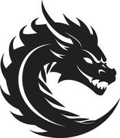 Mythical Power Monochrome Vector Charm of the Dragon Monstrous Glory Black Vector Elegance with Fiery Flair