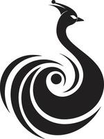 Peacock Serenade Black Logo Design Shadowed Showcase Black Peacock Symbol vector