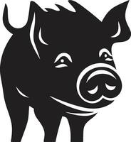 artístico cerdo icono elegante negro cerdito emblema vector