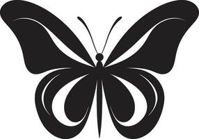 majestuoso alas negro vector logo diseño esculpido libertad mariposa icono en negro