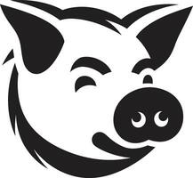 Stylish Black Piglet Emblem Shadowed Swine Vector Symbol