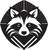 Black Masked Bandit Graphic Icon Raccoon Silhouette Monochrome Badge vector