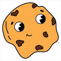 Cute cookie in retro style. White background, isolate. vector