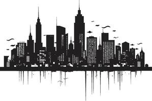 Metropolis After Dark Monochrome Vector Elegance The Cityscape Canvas Black Vector Serenity