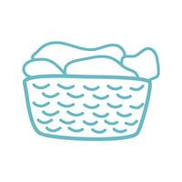 hand drawn clothes in a laundry wooden basket vector