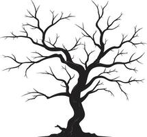 oscuridad de tranquilidad monocromo final de un árbol eterno dormir representación de un muerto árbol en negro vector