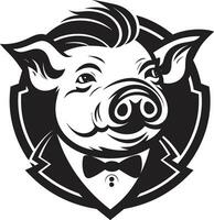 Shadowed Piggy Emblem Artistic Pig Logo Concept vector