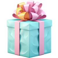 blue 3D gift box with a pink bow. png