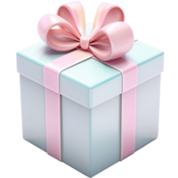 blue 3D gift box with a pink bow. png