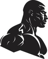 Sculpted in Shadows Black Fitness Vector Monochrome Muscles Vector Bodybuilder Precision