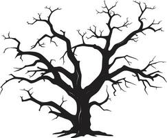 Withered Shadows Monochrome Depiction of a Lifeless Tree Silent Echoes Tribute to Natures End in Black Vector