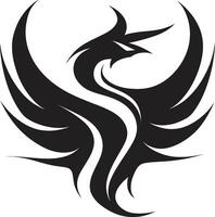 Enigmatic Firebird Artistry Shadowed Phoenix Emblem vector