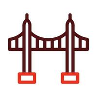 Vincent Thomas Bridge Vector Thick Line Two Color Icons For Personal And Commercial Use.